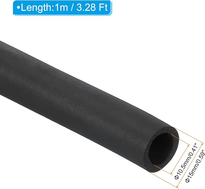 PATIKIL Pipe Insulation Foam Tube 10.5mm ID x 15mm OD x 1m Long Black | Pipe - Image 2