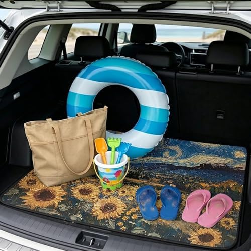 Sunflower Starry Universal Car Trunk Mat, Waterproof Cargo Liner - Image 2