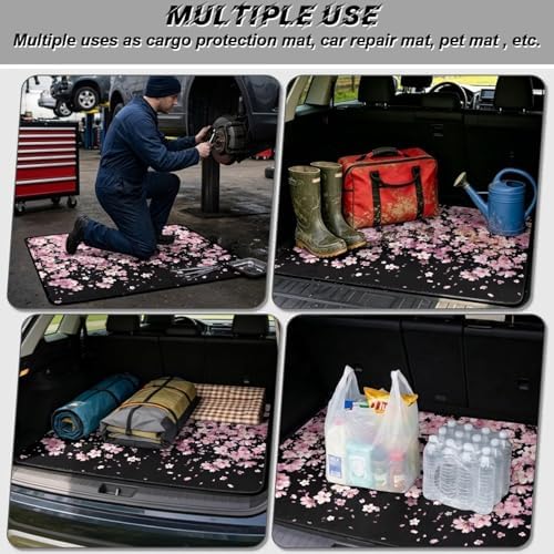 Black Cherry Blossom All Purpose Trunk Mat Universal Waterproof Cargo Liner - Image 3