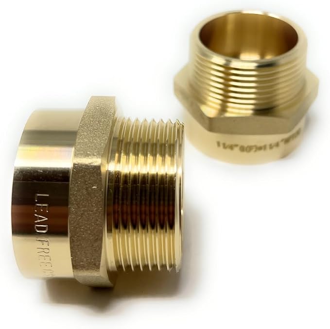 Cascada Lead-Free 1 1/4" G Thread Female to NPT Male Adapter | Brass Pipe - Image 5