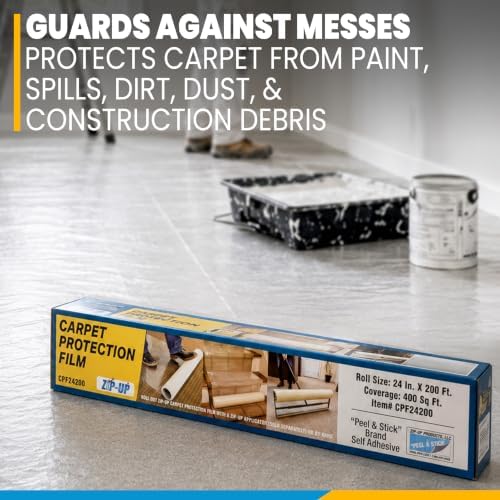 ZIP-UP 36" x 500' Carpet Protection Film, Self Adhesive, Easy Installation - Image 2