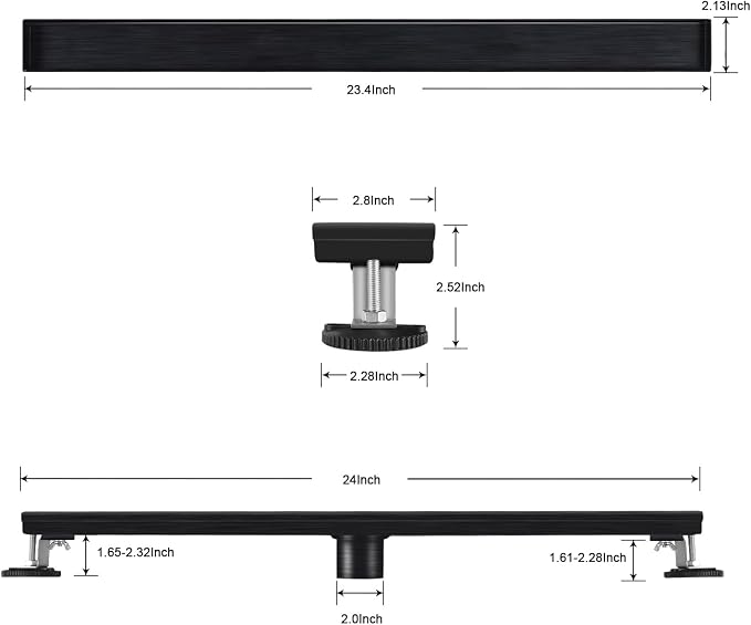 EXF Linear Shower Drain 24 Inch Shiny Black - Image 3