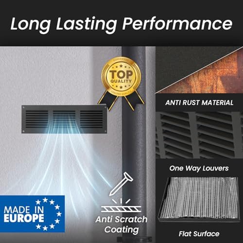 Repa Market Air Vent Cover 16x4 Inch Anthracite Galvanized Steel Louvered Grill - Image 3