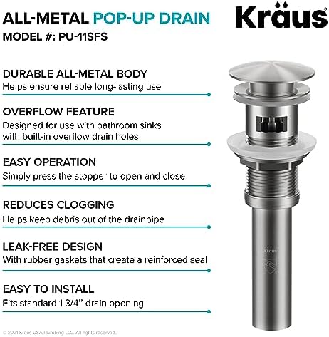 KRAUS Pop-Up Drain for Bathroom Sink - Image 2