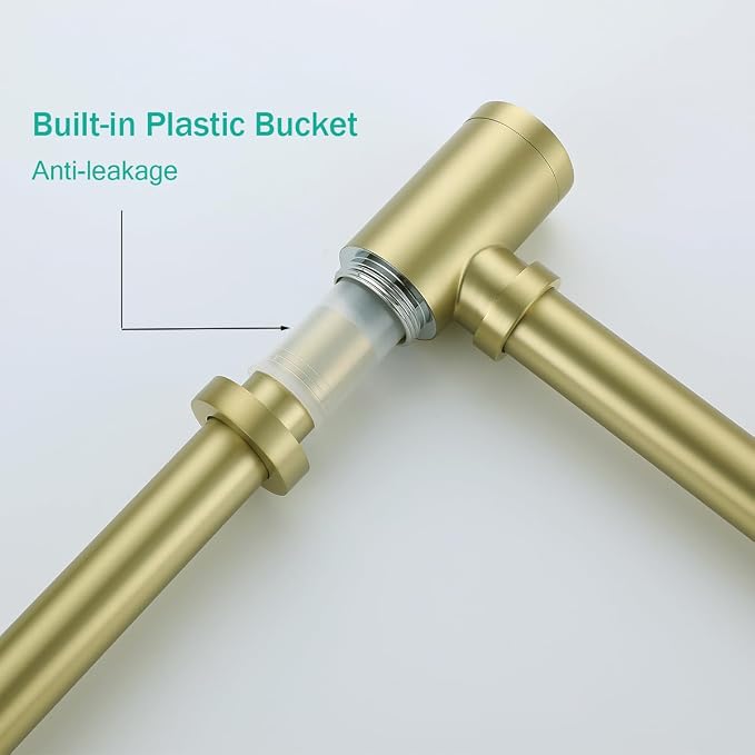 Brass Round Bottle P-Trap with Pop Up Drain Stopper with Overflow, 1 1/4 - Image 8