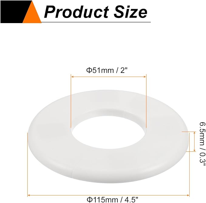 HARFINGTON 2pcs Wall Split Flange 51mm/2" Self-Adhesive Plumbing Cover Plates - Image 2