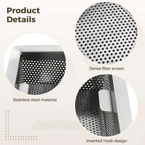 Commercial Floor Drain Strainer, Stainless Steel, 8.7 x 8.7 x 3.1 in, Large - Image 3