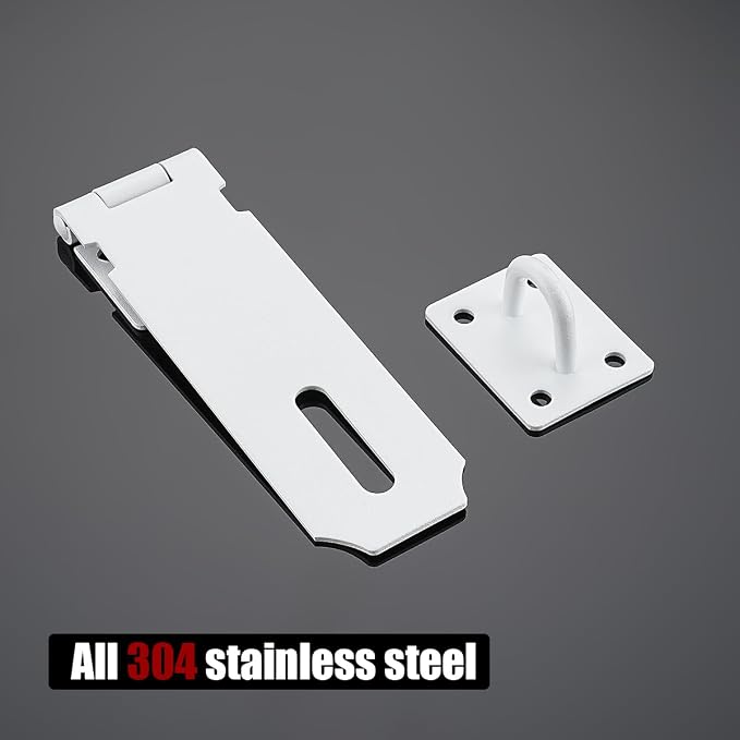 JQK Door Hasp Latch Lock, 5 Inch 304 Stainless Steel Safety Packlock Clasp - Image 3