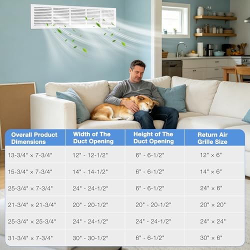 30"W x 6"H Steel Return Air Grille | HVAC White Rust-Resistant Vent Cover - Image 3