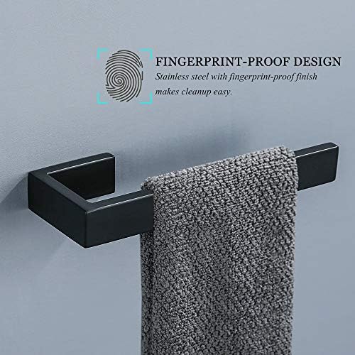 4 Pieces Bathroom Hardware Accessories Set Black Towel Bar Towel Holder Robe - Image 3