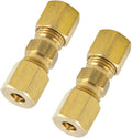 Pack of 2 Compression Brass Tube Fitting, 1/2" Tube OD x 1/2" Tube OD by Legines