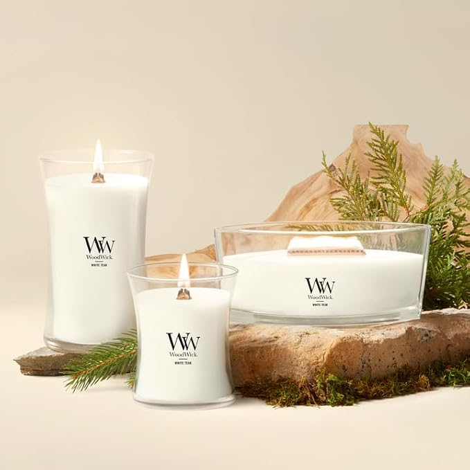 WoodWick Medium Hourglass Candle White Teak - Image 8