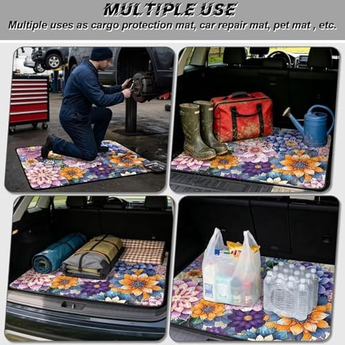 Purple Floral Car Trunk Mat Universal Fit 29"x39" - Image 3