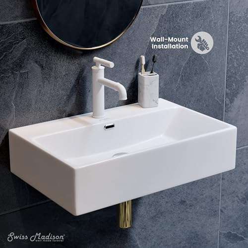 Claire 24" Rectangle Wall Mount Bathroom Sink in Glossy White - Image 6