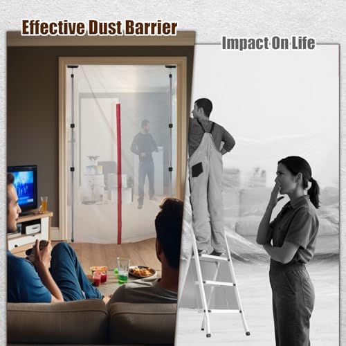 10FT Dust Barrier Poles 4 Pack, Stainless Steel Retractable Zipper Wall Poles - Image 6