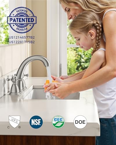 FORIOUS Bathroom Faucet 3 Hole 8 Inch Widespread Sink Brushed Nickel - Image 6