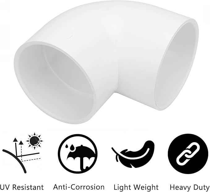 4 Inch 90 Degree Elbow 2 Way Right Angle PVC Pipe Fitting, Furniture Build - Image 4