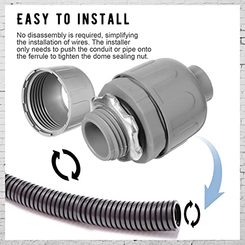 Maitys 10 Pcs 1/2 Inch Liquid Tight Connector Straight 180 Degree | PVC - Image 2