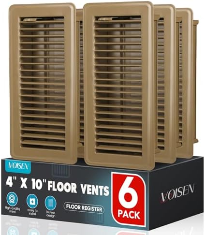 VOISEN Floor Register 4x10, 6 Pack Brown Floor Vent Covers by VOISEN