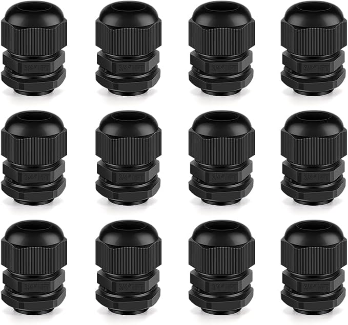 Cable Gland 12 Pack 3/4" NPT Waterproof Adjustable Connector Strain Relief Cord by CGELE