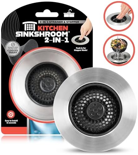 SinkShroom Kitchen Sink Drain Strainer, 2-in-1 Pop-Up Sink Stopper & Strainer by TubShroom