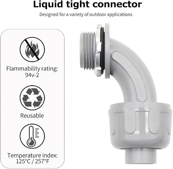 MAKERELE 24-Pack 3/4 Inch 90° PVC Liquid Tight Elbow Connectors | High Quality - Image 4