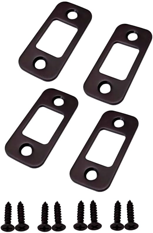 Solid Brass Deadbolt Strike Plate, Door Backplate, Round Corner, Oil-Rubbed by QCAAHardware