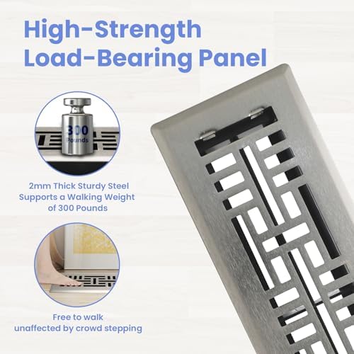 Howeall 2x10 Inches 2 Pack Heavy Duty Walkable Floor Register Easy Adjust Air - Image 2