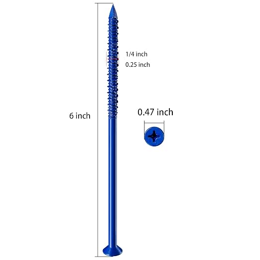 Wensilon WenSilon 1/4"x6 Concrete Screw Anchor Blue Flat Head - Image 2