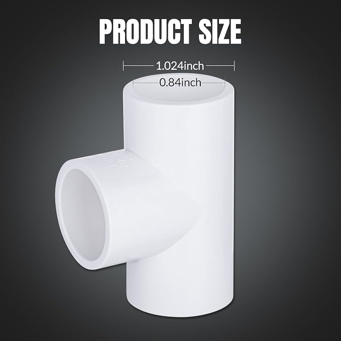 20-Packs 1/2 inch Tee PVC Fitting 3 Way Furniture Grade Pipe Elbow Connector - Image 2