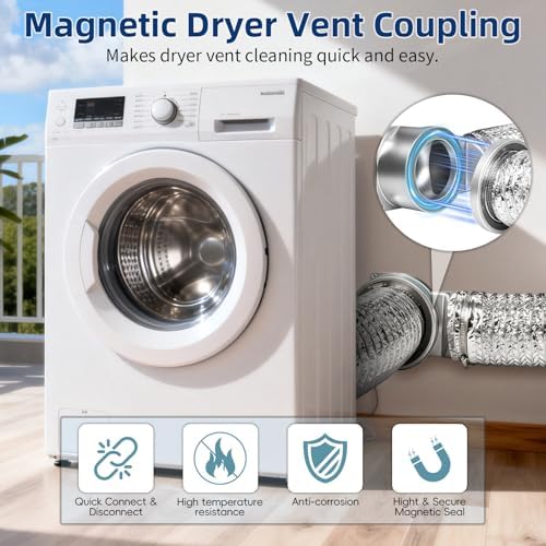 Magnetic Dryer Vent Connector Kit DV90 4-Inch Dryer Vent Coupling - Image 2