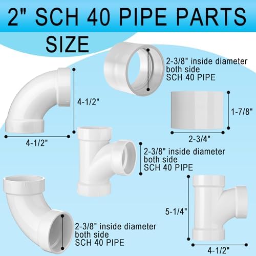 Asterbacks 2 inch Schedule 40 White PVC Pipe Fittings，Including 10 PCS - Image 3