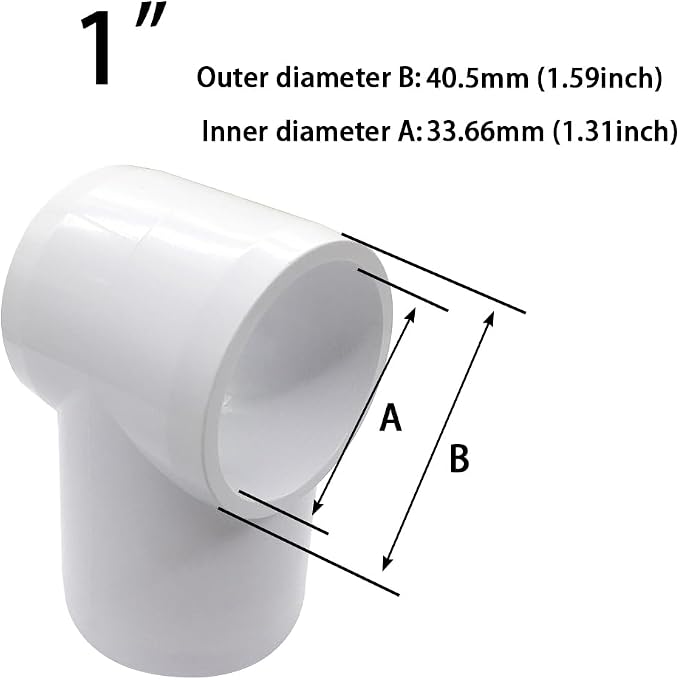 1“ Slip Tee PVC Fitting, Furniture Grade PVC DIY Connector - Image 2