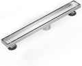 EXF Linear Shower Drain 30 Inch Brushed Nickel withTile Insert Grate | 304 by EXF