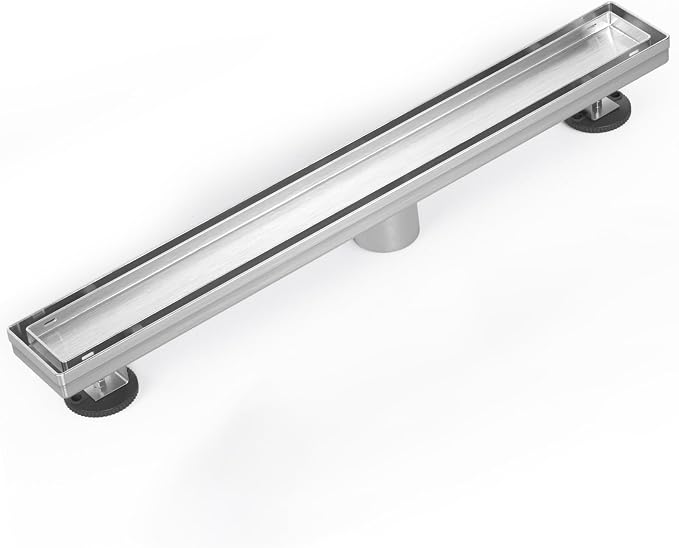 EXF Linear Shower Drain 30 Inch Brushed Nickel withTile Insert Grate | 304 by EXF