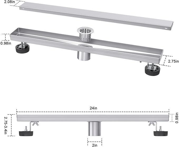 EXF Linear Shower Drain 24 Inch Brushed Nickel - Image 5