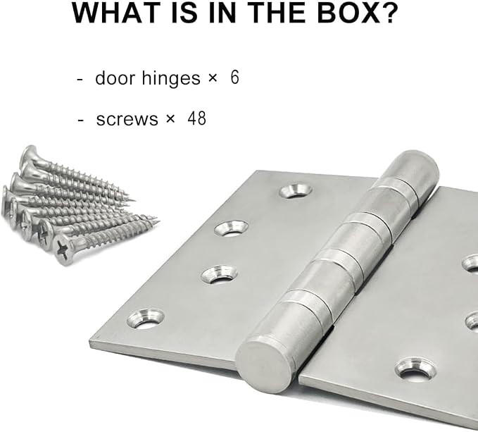 VOLUKA 6 Pack Stainless Steel 4'' Door Hinges - Image 3