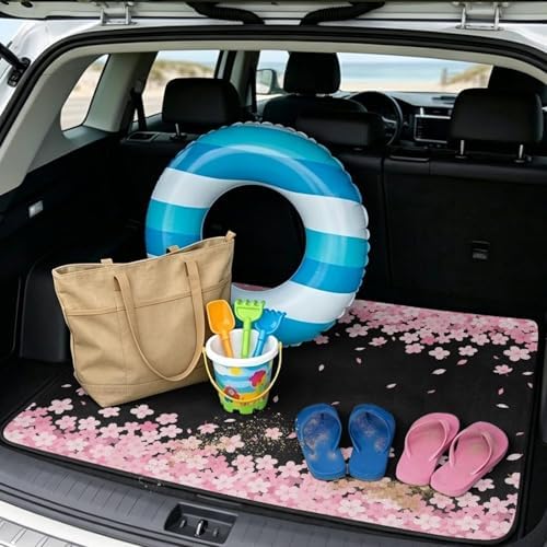 Black Cherry Blossom Heavy Duty Trunk Mat 29"x39" - Image 2