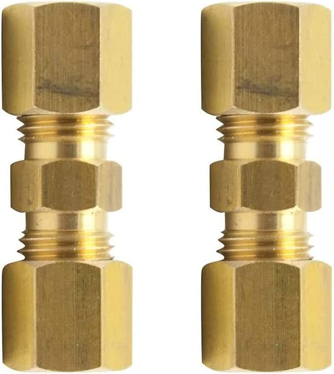 Brass Compression Tube Fitting, 1/4" OD x 1/4" OD Coupler by Legines