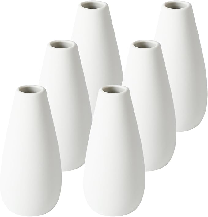 YANLING 6 Pcs White Ceramic Vases by YANLING