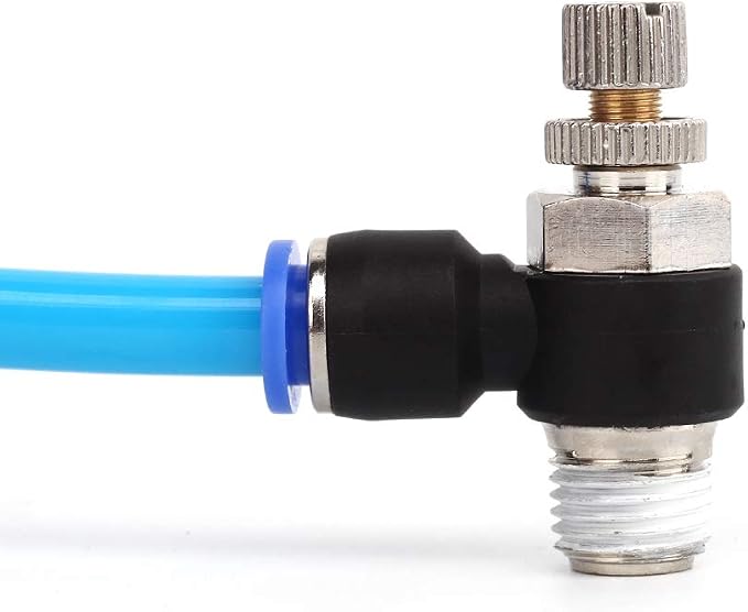 SNS 1/4"Tube OD x 1/8 NPT 90 Degree Elbow Air Flow Control Valve Push To - Image 2