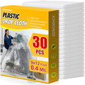 ZENOWICK 30 Pack Plastic Drop Cloth, 9x12 Ft Plastic Sheeting by Zenowick