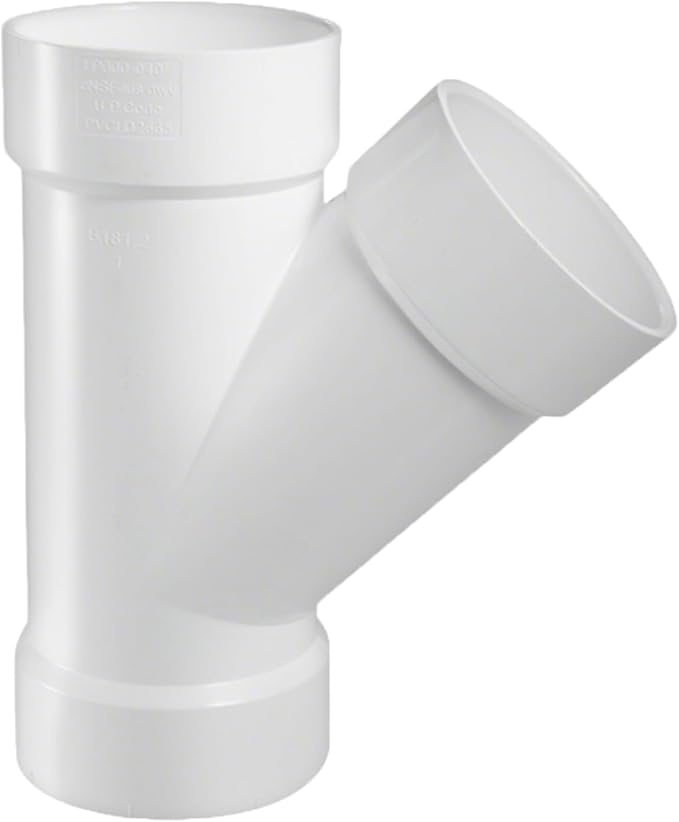 LESSO 4" PVC Y Pipe Fitting, Deep Wye DWV | 4 Inch PVC DWV Fitting, High Flow by LESSO
