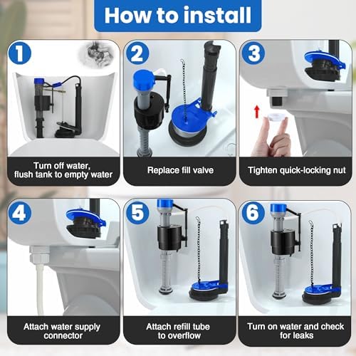 Saillong Universal Toilet Flusher Replacement Kit, Fill Valve, 2-Inch Flapper - Image 4