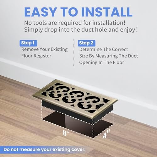 Howeall 4x8 Inches 2 Pack Heavy Duty Walkable Floor Register Easy Adjust Air - Image 6