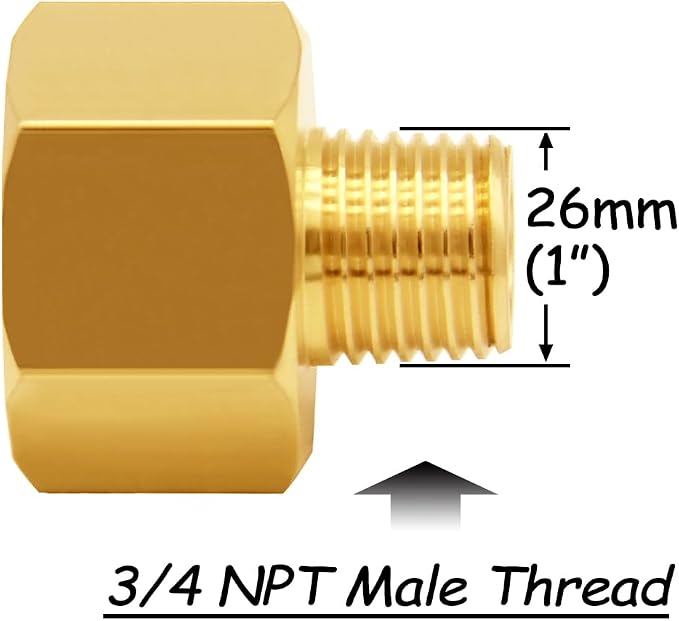Uenede Brass 1" NPT Female to 3/4" NPT Male Reducer Adapter - Image 3