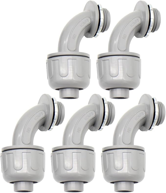 MAKERELE 5-Pack 1/2 Inch 90° PVC Liquid Tight Elbow Connectors by MAKERELE