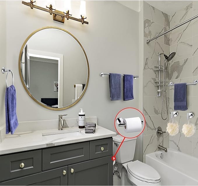 12 Pieces Polished Chrome Bathroom Hardware Accessories Set Hand Towel Ring - Image 2