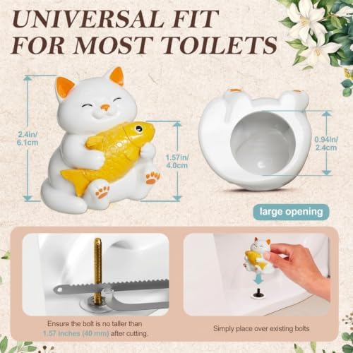boeemi Ceramic Cat Toilet Bolt Covers Decorative, Tool-Free Install 2 Pack - Image 5