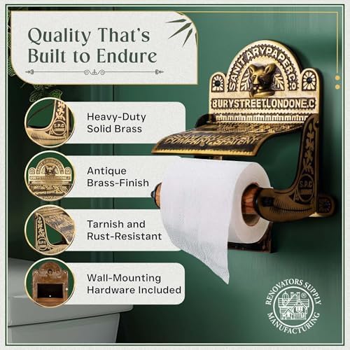 Renovators Supply Manufacturing Antique Brass Wall Mount Toilet Tissue Paper - Image 2
